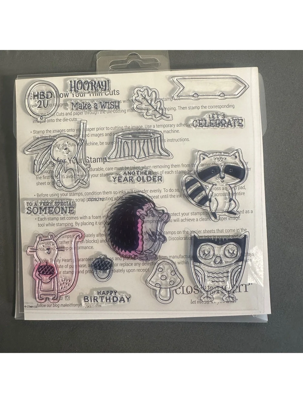 Close To My Heart CC9216 Thoughtful Critters Acrylic Stamp and Thin Cut Set
